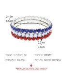 3pc Rhinestone American Flag Bracelets Set