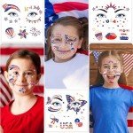 USA Glitter Face Tattoos for Patriotic Celebrations