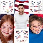 USA Glitter Face Tattoos for Patriotic Celebrations
