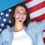 USA Glitter Face Tattoos for Patriotic Celebrations