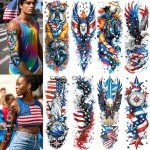 Independence Day USA Flag Temporary Tattoos Pack