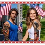 Independence Day USA Flag Temporary Tattoos Pack