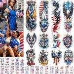 32 Sheets USA Flag Temporary Tattoos for Parties