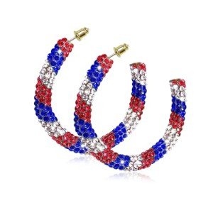 Patriotic Red, White, and Blue Hoop Earrings