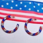 Patriotic Red, White, and Blue Hoop Earrings