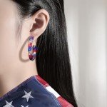 Patriotic Red, White, and Blue Hoop Earrings