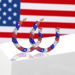 Patriotic Red, White, and Blue Hoop Earrings