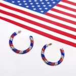 Patriotic Red, White, and Blue Hoop Earrings