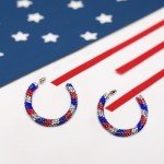 Patriotic Red, White, and Blue Hoop Earrings
