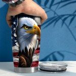 Eagle Tumbler with American Flag Design, 590ml