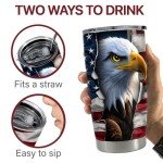 Eagle Tumbler with American Flag Design, 590ml