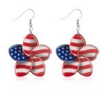 American Flag Flower Drop Earrings for Patriotic Celebration
