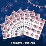 136 PCS American Flag Temporary Tattoos - Party Supplies