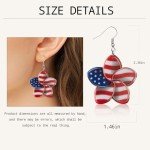American Flag Flower Drop Earrings for Patriotic Celebration