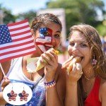 American Flag Flower Drop Earrings for Patriotic Celebration