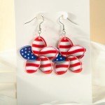 American Flag Flower Drop Earrings for Patriotic Celebration