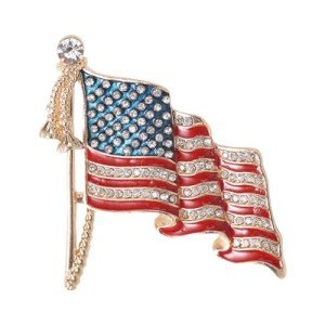 Golden American Flag Brooch for Women