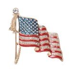 Golden American Flag Brooch for Women