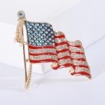 Golden American Flag Brooch for Women