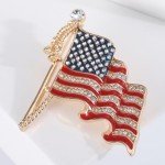 Golden American Flag Brooch for Women