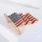 Golden American Flag Brooch for Women