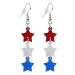 Red, White, Blue Star Drop Earrings for Independence Day
