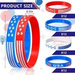 48 Pack American Flag Patriotic Silicone Bracelets