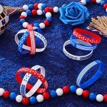 48 Pack American Flag Patriotic Silicone Bracelets