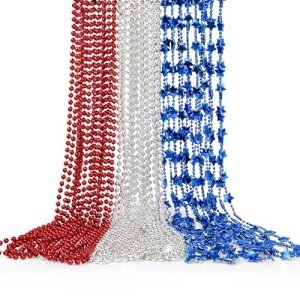 4th of July Beaded Star Necklace Set - 24 Pcs
