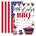 UDNADKEX Independence day Invitations BBQ Party with Envelopes, Summer Patriotic Party Invites for Birthday Baby Shower, 4th of July Invite Cards, 4th of July BBQ, 4"x6" Set of 20