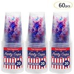 Party Essentials Soft Plastic 16-Ounce Printed Party Cups, Patriotic Stars, 60-Count