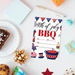 UDNADKEX Independence day Invitations BBQ Party with Envelopes, Summer Patriotic Party Invites for Birthday Baby Shower, 4th of July Invite Cards, 4th of July BBQ, 4"x6" Set of 20