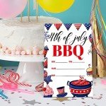 UDNADKEX Independence day Invitations BBQ Party with Envelopes, Summer Patriotic Party Invites for Birthday Baby Shower, 4th of July Invite Cards, 4th of July BBQ, 4"x6" Set of 20