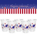 Party Essentials Soft Plastic 16-Ounce Printed Party Cups, Patriotic Stars, 60-Count