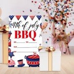 UDNADKEX Independence day Invitations BBQ Party with Envelopes, Summer Patriotic Party Invites for Birthday Baby Shower, 4th of July Invite Cards, 4th of July BBQ, 4"x6" Set of 20