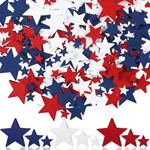 Red White Blue Wood Stars for Crafts 4th of July Independence Day Wooden Patriotic Star Shaped Tiered Tray Decor for Labor Day Patriotic Party Memorial Day(120 Pcs,0.4, 0.8, 1.2 Inch)