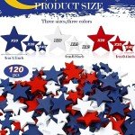 Red White Blue Wood Stars for Crafts 4th of July Independence Day Wooden Patriotic Star Shaped Tiered Tray Decor for Labor Day Patriotic Party Memorial Day(120 Pcs,0.4, 0.8, 1.2 Inch)
