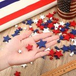 Red White Blue Wood Stars for Crafts 4th of July Independence Day Wooden Patriotic Star Shaped Tiered Tray Decor for Labor Day Patriotic Party Memorial Day(120 Pcs,0.4, 0.8, 1.2 Inch)