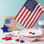 Red White Blue Wood Stars for Crafts 4th of July Independence Day Wooden Patriotic Star Shaped Tiered Tray Decor for Labor Day Patriotic Party Memorial Day(120 Pcs,0.4, 0.8, 1.2 Inch)