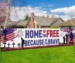 Patriotic Soldier Decoration,Home of Free Yard Sign Banner,4th of July Memory Day Returning Back Military Army Banner for Independence Day Decoration(banner)