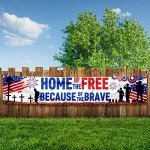 Patriotic Soldier Decoration,Home of Free Yard Sign Banner,4th of July Memory Day Returning Back Military Army Banner for Independence Day Decoration(banner)