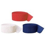 Andaz Press Crepe Paper Streamer Hanging Party Decorations Kit, 240-Feet, Red, White, Navy Blue, 1-Pack, 3-Rolls, July 4th Patriotic Colored Wedding Baby Bridal Shower Birthday Supplies