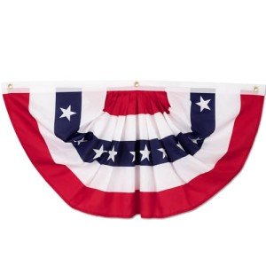 4th of July Decorations, 1.5 x 3 FT American Flag Banner, 1 PCS USA Pleated Fan Flags, Patriotic Bunting US Half Fan Flag for Fourth of July Independence Day Memorial Day Home Yard Outdoor Decor