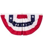 4th of July Decorations, 1.5 x 3 FT American Flag Banner, 1 PCS USA Pleated Fan Flags, Patriotic Bunting US Half Fan Flag for Fourth of July Independence Day Memorial Day Home Yard Outdoor Decor