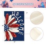 AVOIN colorlife Patriotic 4th of July Garden Flag 12x18 Inch Double Sided Outside, Memorial Day Floral Welcome Daisy Yard Outdoor Decoration