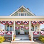 4th of July Decorations, 1.5 x 3 FT American Flag Banner, 1 PCS USA Pleated Fan Flags, Patriotic Bunting US Half Fan Flag for Fourth of July Independence Day Memorial Day Home Yard Outdoor Decor