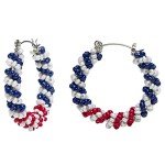 Madison Tyler Americana Collection Seed Bead Inspire | USA Flag Hoop Drop Dangle Earrings for Women | MAGA Patriotic Fashion Jewelry