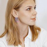 Madison Tyler Americana Collection Seed Bead Inspire | USA Flag Hoop Drop Dangle Earrings for Women | MAGA Patriotic Fashion Jewelry