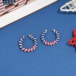 Madison Tyler Americana Collection Seed Bead Inspire | USA Flag Hoop Drop Dangle Earrings for Women | MAGA Patriotic Fashion Jewelry