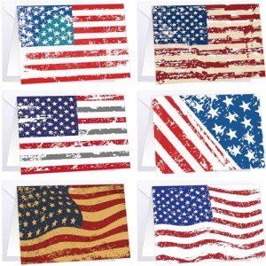 Treasure Cove Patriotic Greeting Cards with Envelopes American Flag Note Cards Veterans Day Cards Election Campaign Supplies to Encourage Voting 24Pack